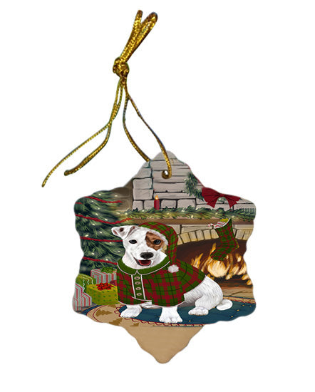 The Stocking was Hung Jack Russell Terrier Dog Star Porcelain Ornament SPOR55697