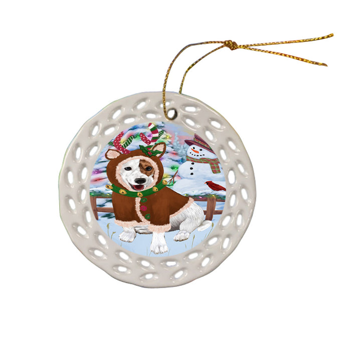 Christmas Gingerbread House Candyfest Jack Russell Terrier Dog Ceramic Doily Ornament DPOR56723
