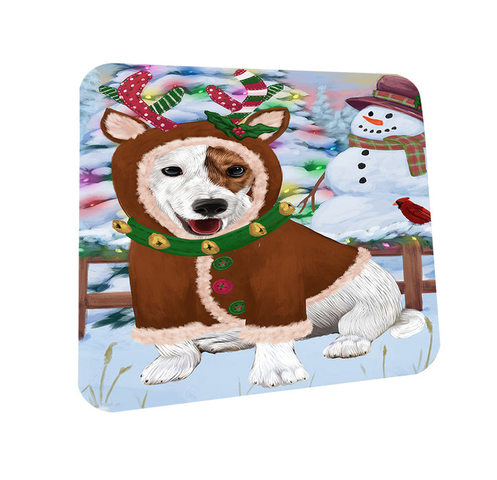 Christmas Gingerbread House Candyfest Jack Russell Terrier Dog Coasters Set of 4 CST56325