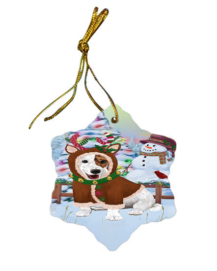 Christmas Gingerbread House Candyfest Jack Russell Terrier Dog Star Porcelain Ornament SPOR56723