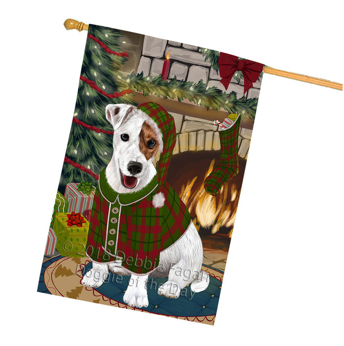 The Stocking was Hung Jack Russell Terrier Dog House Flag FLG55770