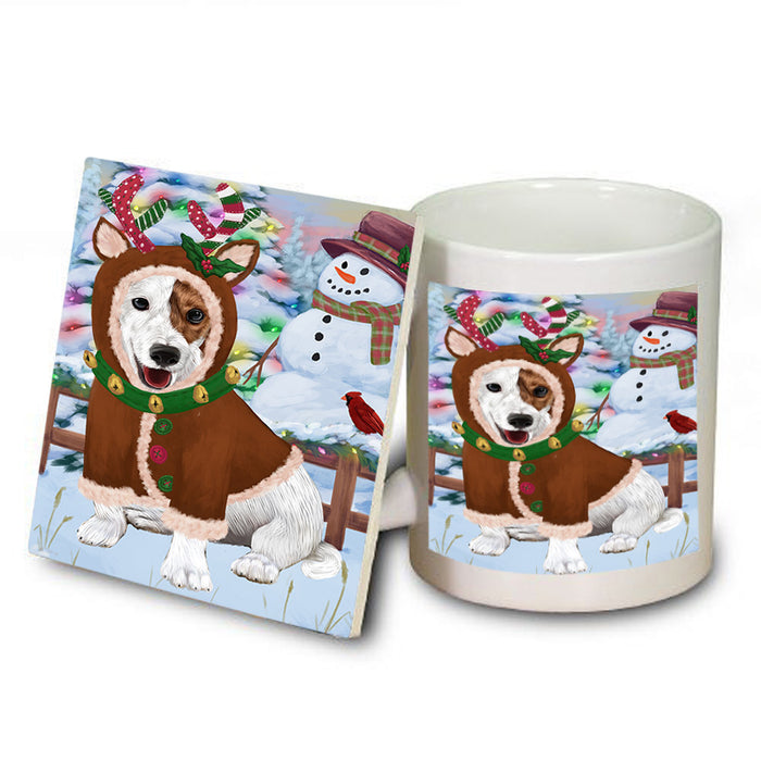 Christmas Gingerbread House Candyfest Jack Russell Terrier Dog Mug and Coaster Set MUC56359