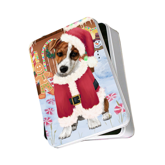 Christmas Gingerbread House Candyfest Jack Russell Terrier Dog Photo Storage Tin PITN56311