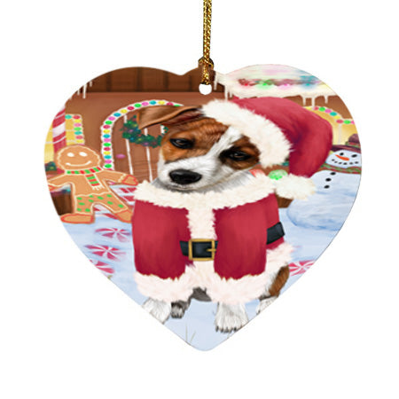 Christmas Gingerbread House Candyfest Jack Russell Terrier Dog Heart Christmas Ornament HPOR56724