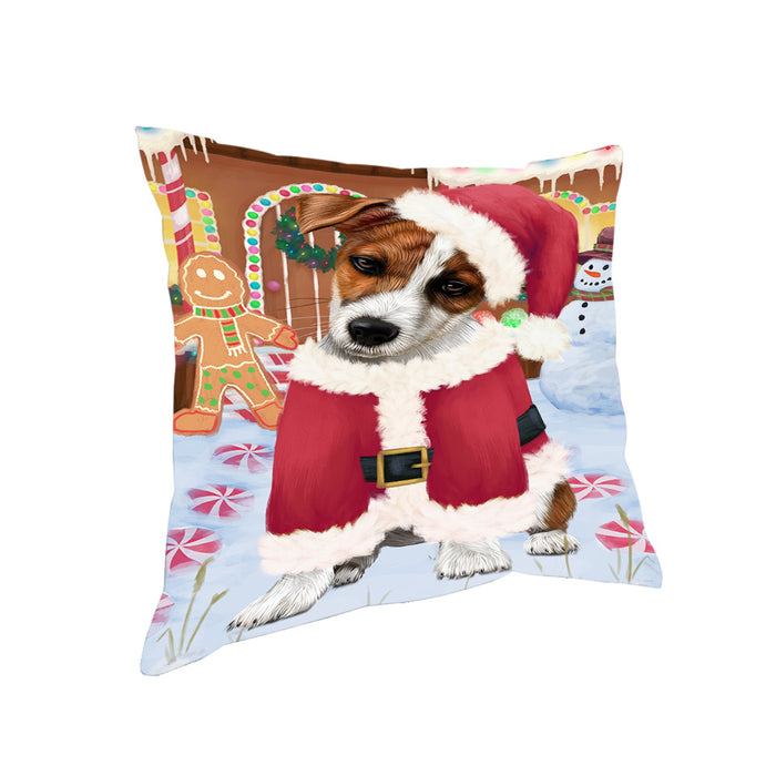 Christmas Gingerbread House Candyfest Jack Russell Terrier Dog Pillow PIL79764