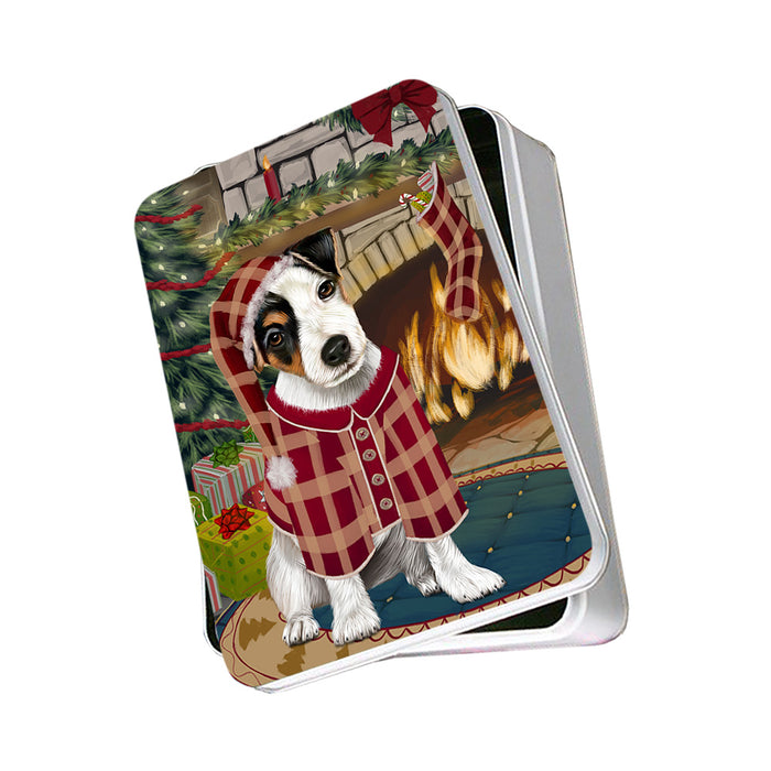 The Stocking was Hung Jack Russell Terrier Dog Photo Storage Tin PITN55285