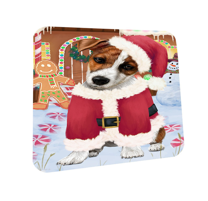 Christmas Gingerbread House Candyfest Jack Russell Terrier Dog Coasters Set of 4 CST56326