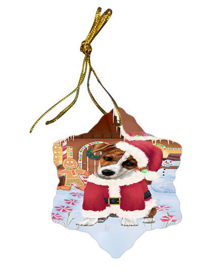 Christmas Gingerbread House Candyfest Jack Russell Terrier Dog Star Porcelain Ornament SPOR56724