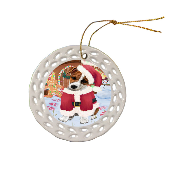 Christmas Gingerbread House Candyfest Jack Russell Terrier Dog Ceramic Doily Ornament DPOR56724