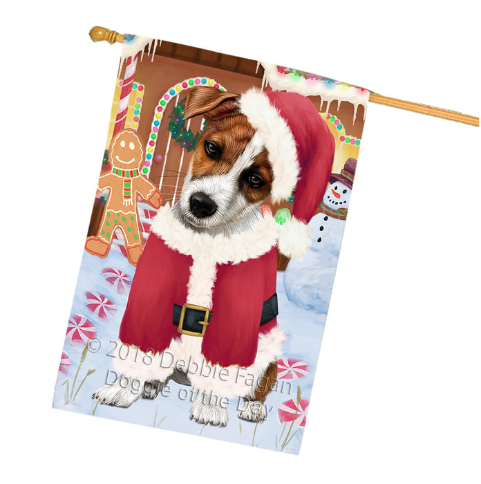 Christmas Gingerbread House Candyfest Jack Russell Terrier Dog House Flag FLG57052