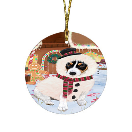 Christmas Gingerbread House Candyfest Jack Russell Terrier Dog Round Flat Christmas Ornament RFPOR56725