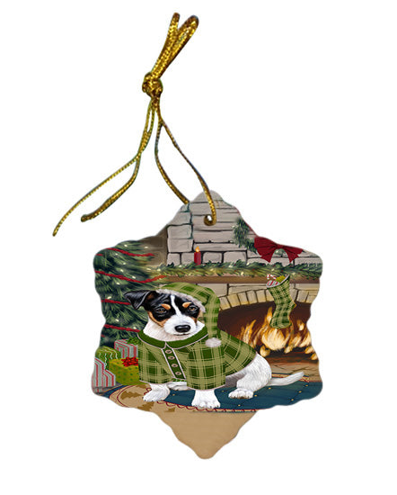 The Stocking was Hung Jack Russell Terrier Dog Star Porcelain Ornament SPOR55699