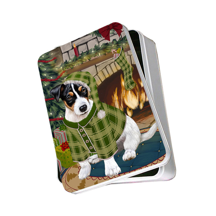 The Stocking was Hung Jack Russell Terrier Dog Photo Storage Tin PITN55286