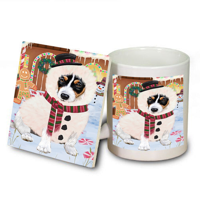 Christmas Gingerbread House Candyfest Jack Russell Terrier Dog Mug and Coaster Set MUC56361