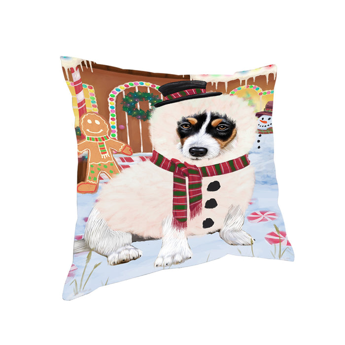 Christmas Gingerbread House Candyfest Jack Russell Terrier Dog Pillow PIL79768