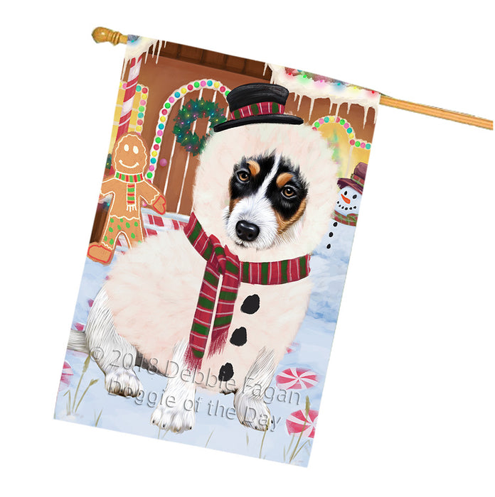 Christmas Gingerbread House Candyfest Jack Russell Terrier Dog House Flag FLG57053