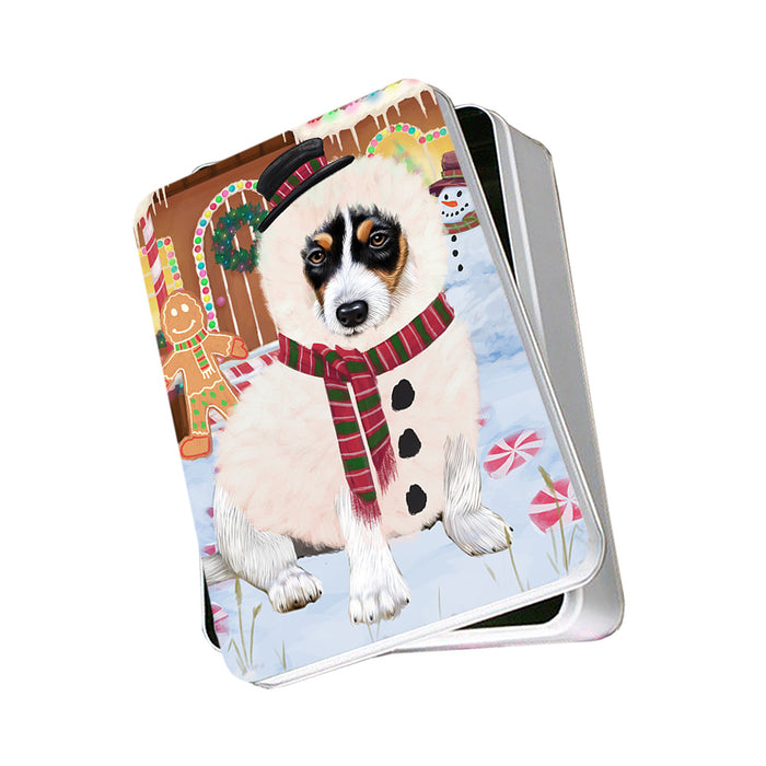 Christmas Gingerbread House Candyfest Jack Russell Terrier Dog Photo Storage Tin PITN56312