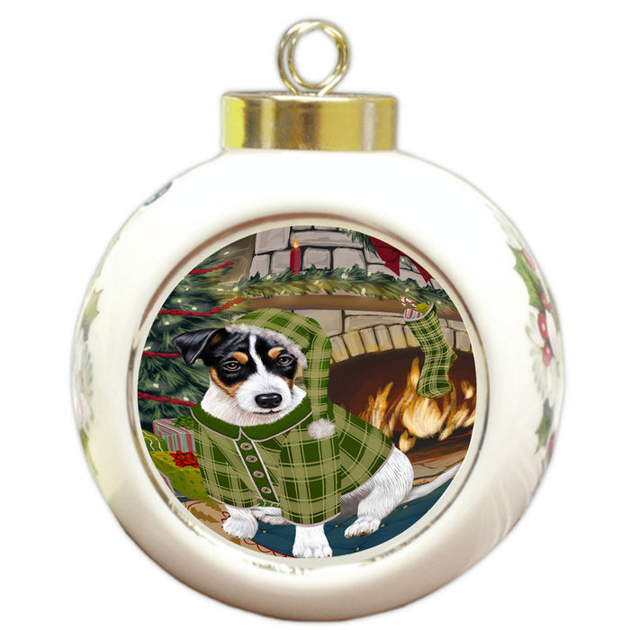 The Stocking was Hung Jack Russell Terrier Dog Round Ball Christmas Ornament RBPOR55699