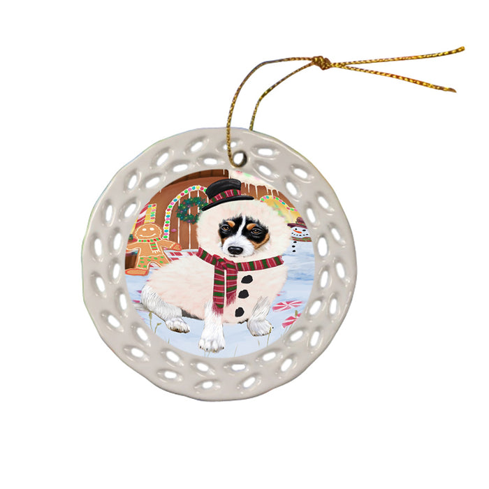 Christmas Gingerbread House Candyfest Jack Russell Terrier Dog Ceramic Doily Ornament DPOR56725