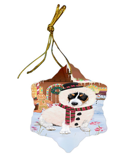 Christmas Gingerbread House Candyfest Jack Russell Terrier Dog Star Porcelain Ornament SPOR56725