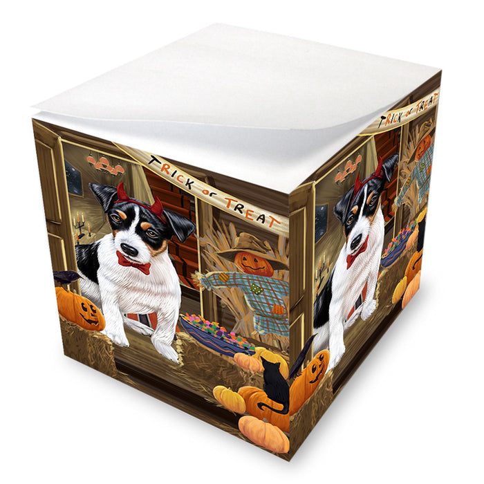 Enter at Own Risk Trick or Treat Halloween Jack Russell Terrier Dog Note Cube NOC53167