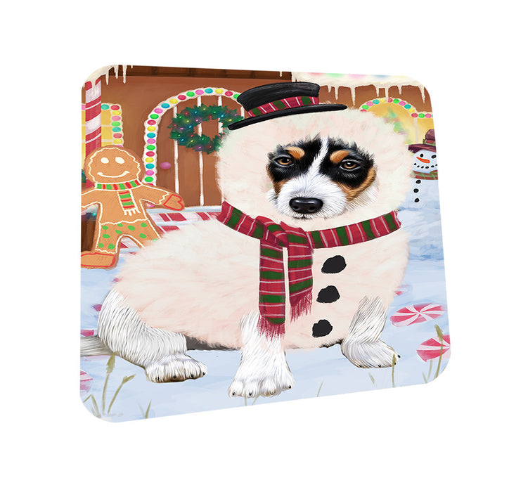 Christmas Gingerbread House Candyfest Jack Russell Terrier Dog Coasters Set of 4 CST56327