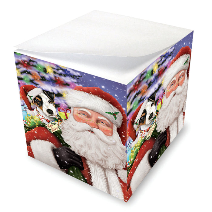 Santa Carrying Jack Russell Terrier Dog and Christmas Presents Note Cube NOC55640