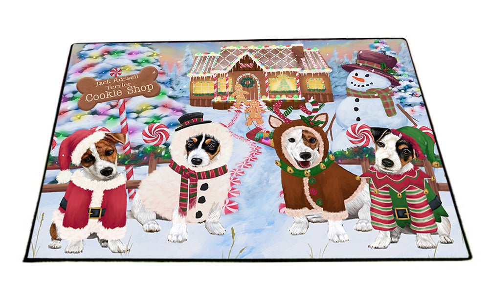 Holiday Gingerbread Cookie Shop Jack Russell Terriers Dog Floormat FLMS53271