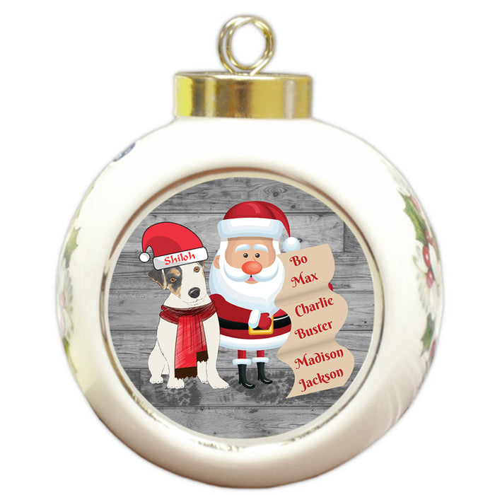 Custom Personalized Santa with Jack Russell Terrier Dog Christmas Round Ball Ornament