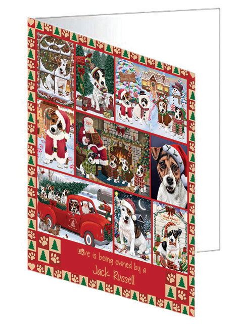 Love is Being Owned Christmas Jack Russell Terrier Dogs Handmade Artwork Assorted Pets Greeting Cards and Note Cards with Envelopes for All Occasions and Holiday Seasons GCD78926