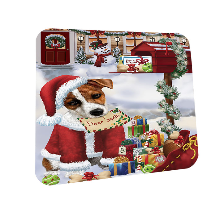 Jack Russell Terrier Dog Dear Santa Letter Christmas Holiday Mailbox Coasters Set of 4 CST53863
