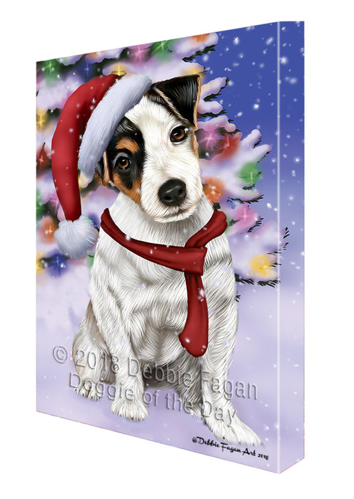 Winterland Wonderland Jack Russell Terrier Dog In Christmas Holiday Scenic Background  Canvas Print Wall Art Décor CVS98423