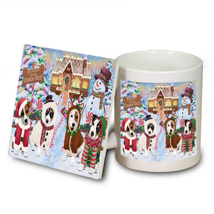 Holiday Gingerbread Cookie Shop Jack Russell Terriers Dog Mug and Coaster Set MUC56400