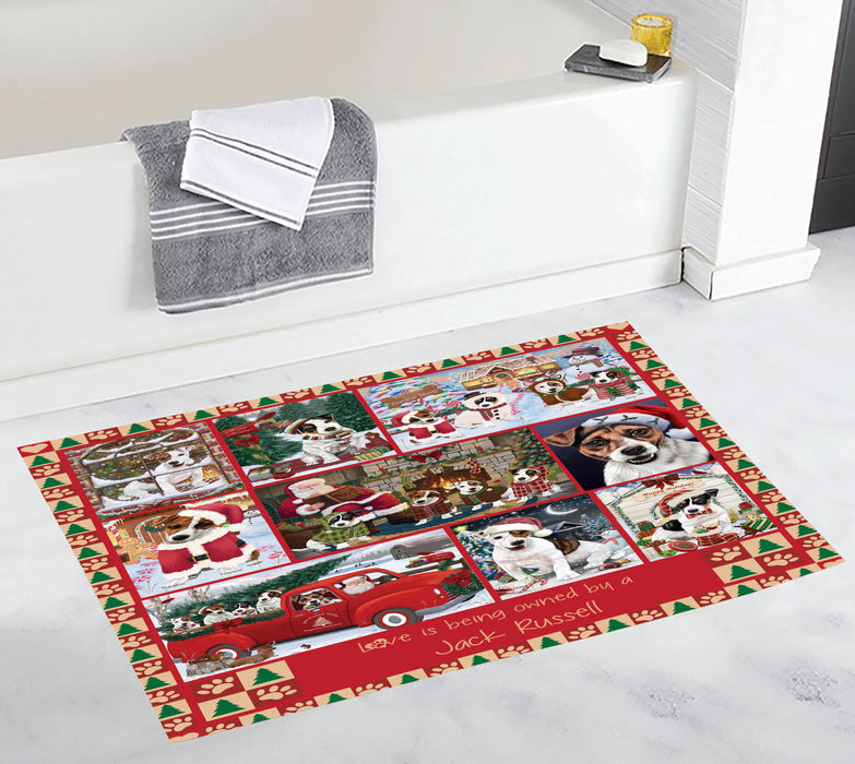 Love is Being Owned Christmas Jack Russell Terrier Dogs Bath Mat
