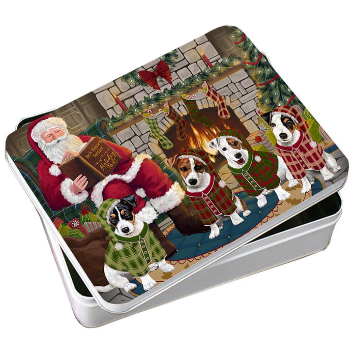Christmas Cozy Holiday Tails Jack Russell Terriers Dog Photo Storage Tin PITN55075
