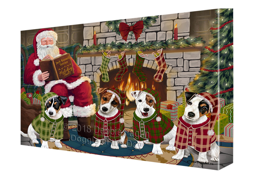 Christmas Cozy Holiday Tails Jack Russell Terriers Dog Canvas Print Wall Art Décor CVS116117