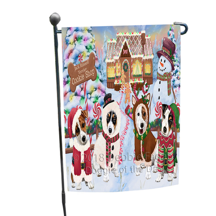 Holiday Gingerbread Cookie Shop Jack Russell Terriers Dog Garden Flag GFLG56956