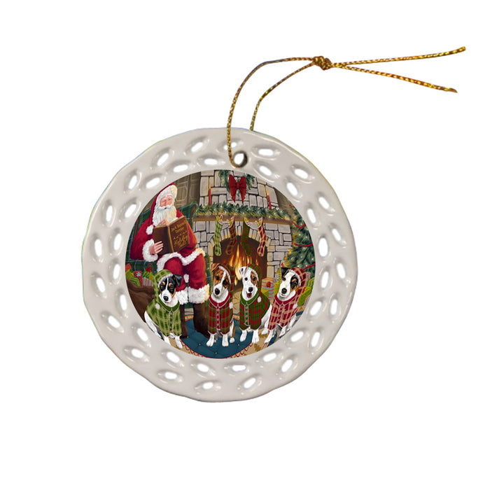 Christmas Cozy Holiday Tails Jack Russell Terriers Dog Ceramic Doily Ornament DPOR55488