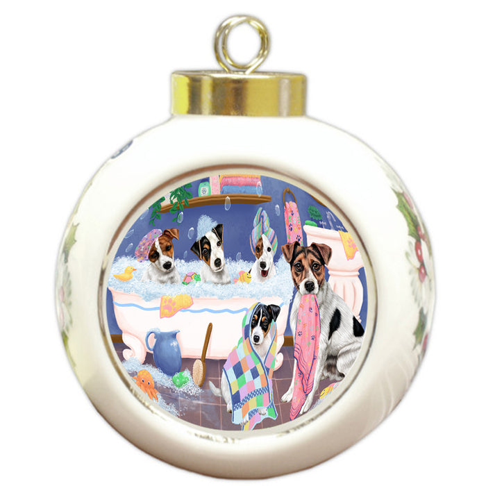 Rub A Dub Dogs In A Tub Jack Russell Terriers Dog Round Ball Christmas Ornament RBPOR57153