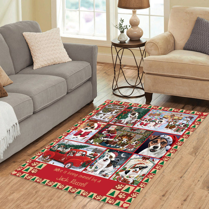 Love is Being Owned Christmas Jack Russell Terrier Dogs Area Rug