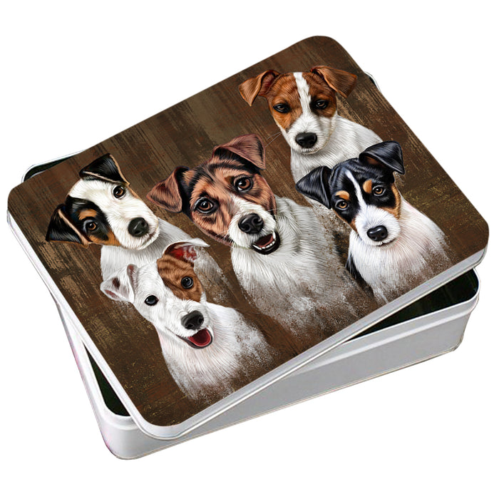 Rustic 5 Jack Russell Terriers Dog Photo Storage Tin PITN49462