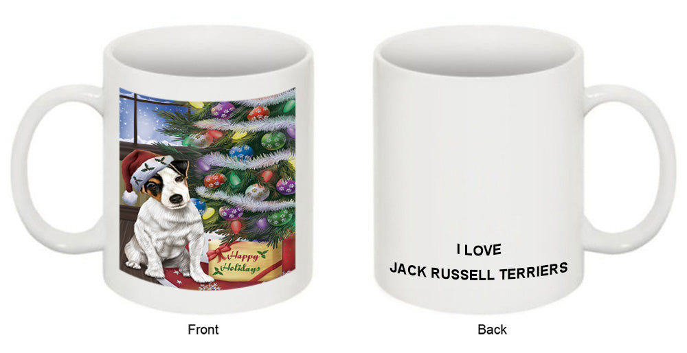 Christmas Happy Holidays Jack Russell Terrier Dog with Tree and Presents Coffee Mug MUG49234