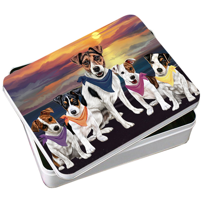 Family Sunset Portrait Jack Russell Terriers Dog Photo Storage Tin PITN50260