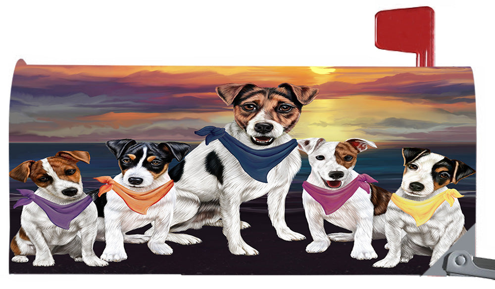 Family Sunset Portrait Jack Russell Dogs Magnetic Mailbox Cover MBC48481