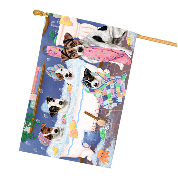 Rub A Dub Dogs In A Tub Jack Russell Terriers Dog House Flag FLG57481