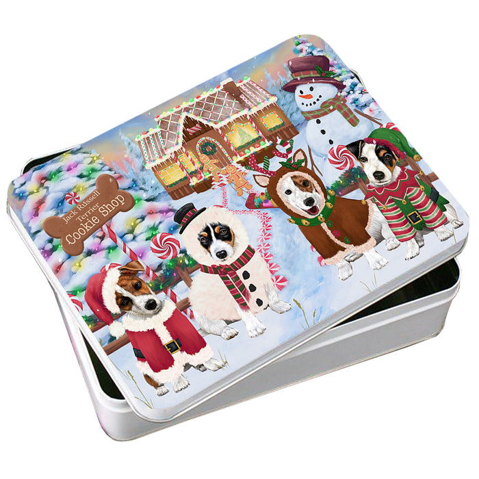 Holiday Gingerbread Cookie Shop Jack Russell Terriers Dog Photo Storage Tin PITN56351