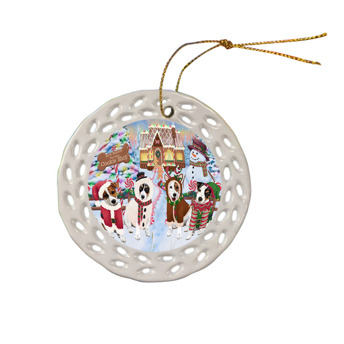 Holiday Gingerbread Cookie Shop Jack Russell Terriers Dog Ceramic Doily Ornament DPOR56764