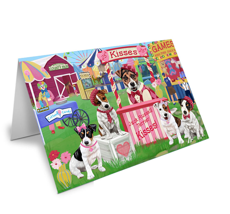 Carnival Kissing Booth Jack Russell Terriers Dog Handmade Artwork Assorted Pets Greeting Cards and Note Cards with Envelopes for All Occasions and Holiday Seasons GCD72221