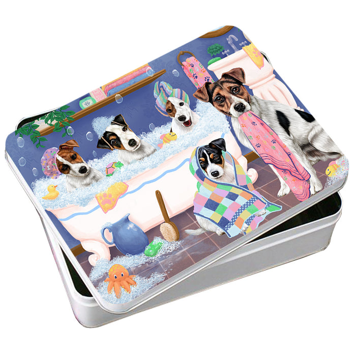 Rub A Dub Dogs In A Tub Jack Russell Terriers Dog Photo Storage Tin PITN56740