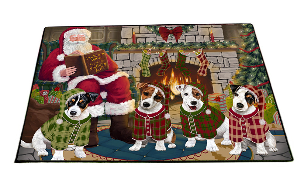 Christmas Cozy Holiday Tails Jack Russell Terriers Dog Floormat FLMS52683